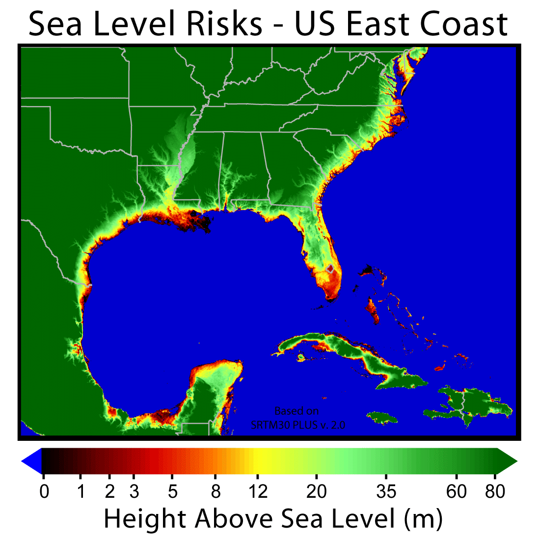 level sea eastern rise seaboard ocean just cities miami most